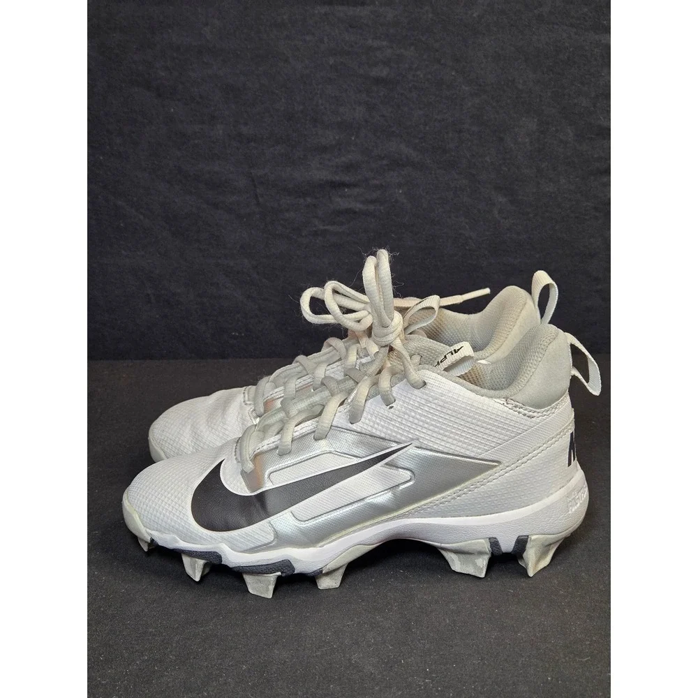 Nike Alpha Huarache 4 Keystone Kids Baseball Cleats White Silver FQ4012-100 2Y